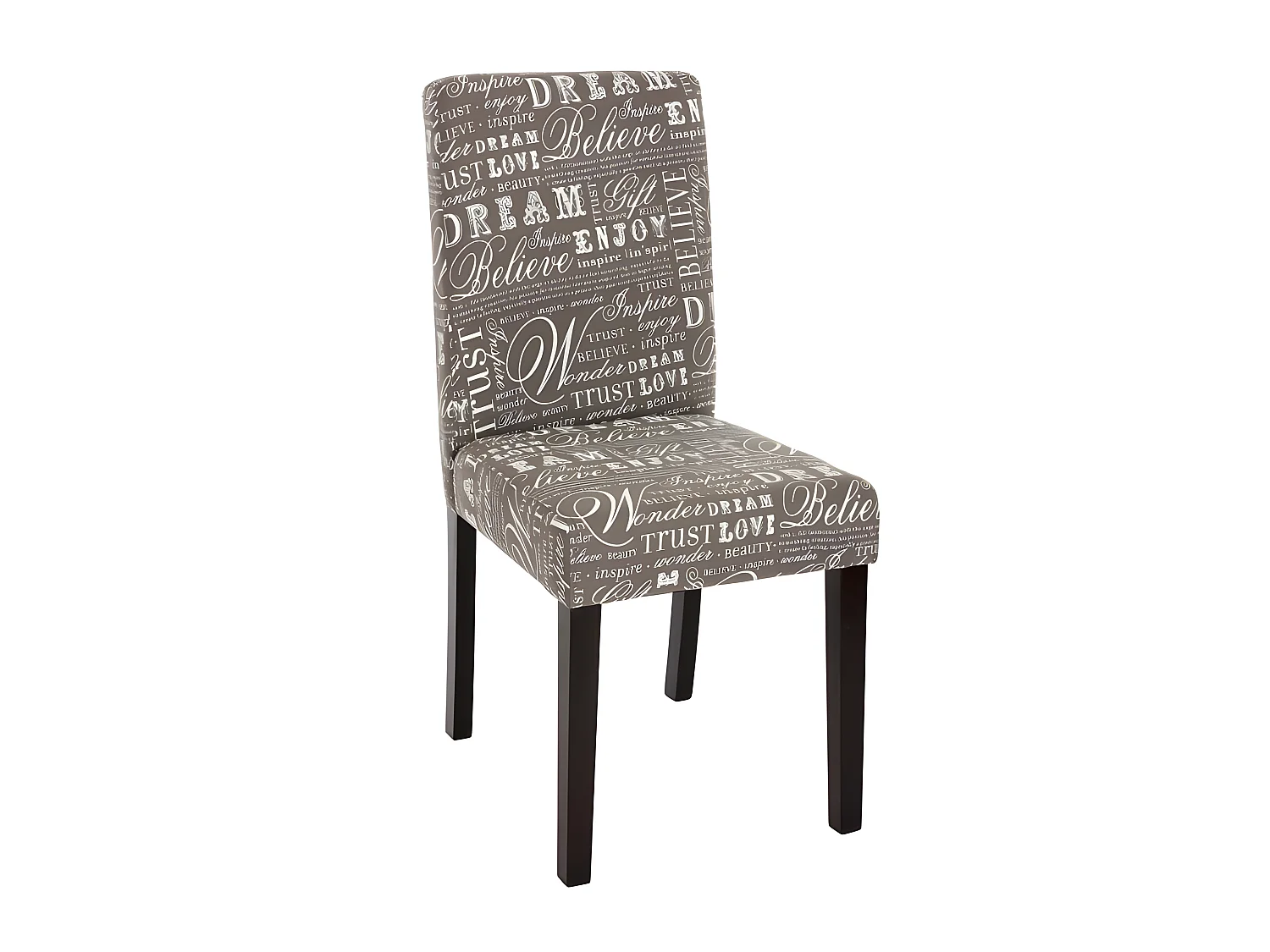 Lot de 2 chaises de salle à manger en tissu imprimé gris pieds foncés CDS04020