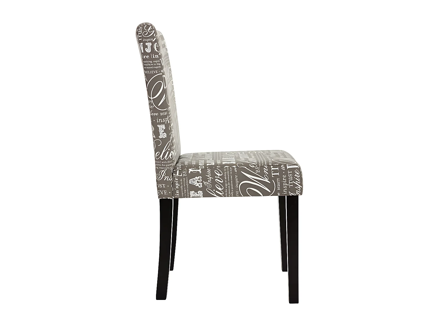 Lot de 2 chaises de salle à manger en tissu imprimé gris pieds foncés CDS04020