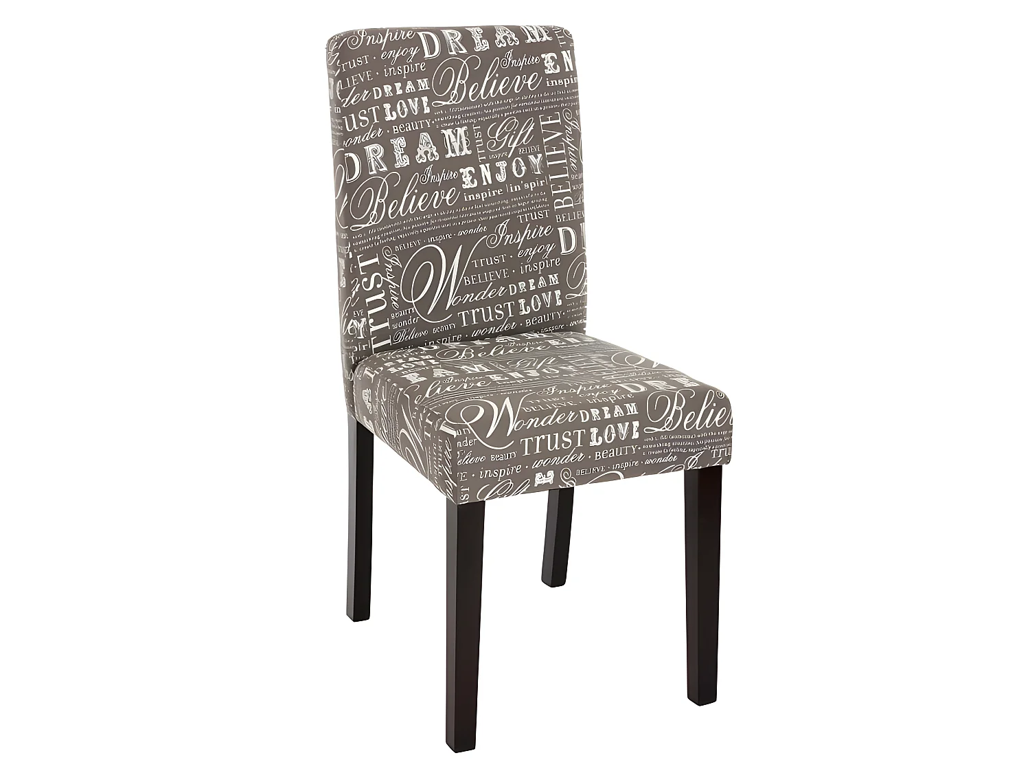 Lot de 2 chaises de salle à manger en tissu imprimé gris pieds foncés CDS04020