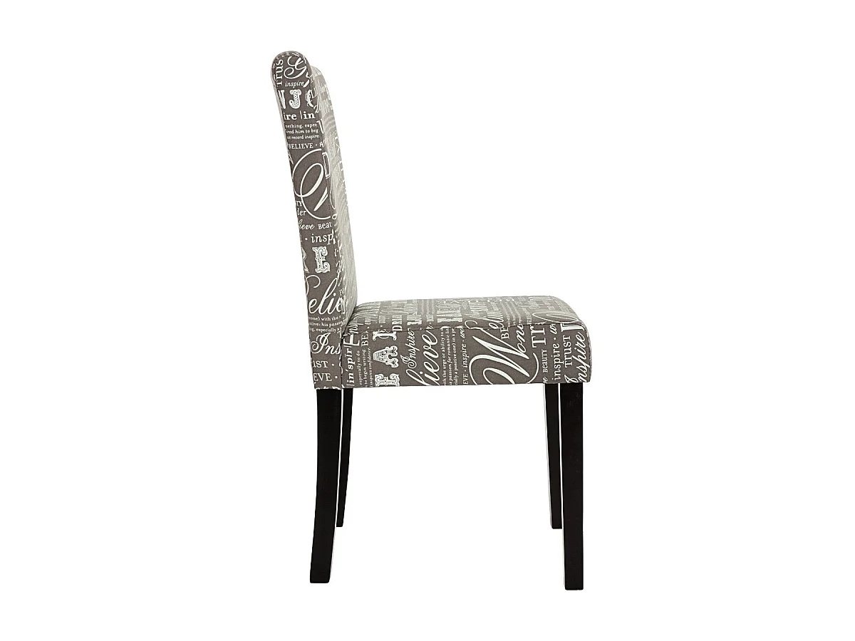 Lot de 6 chaises de salle à manger en tissu imprimé gris pieds foncés CDS04220