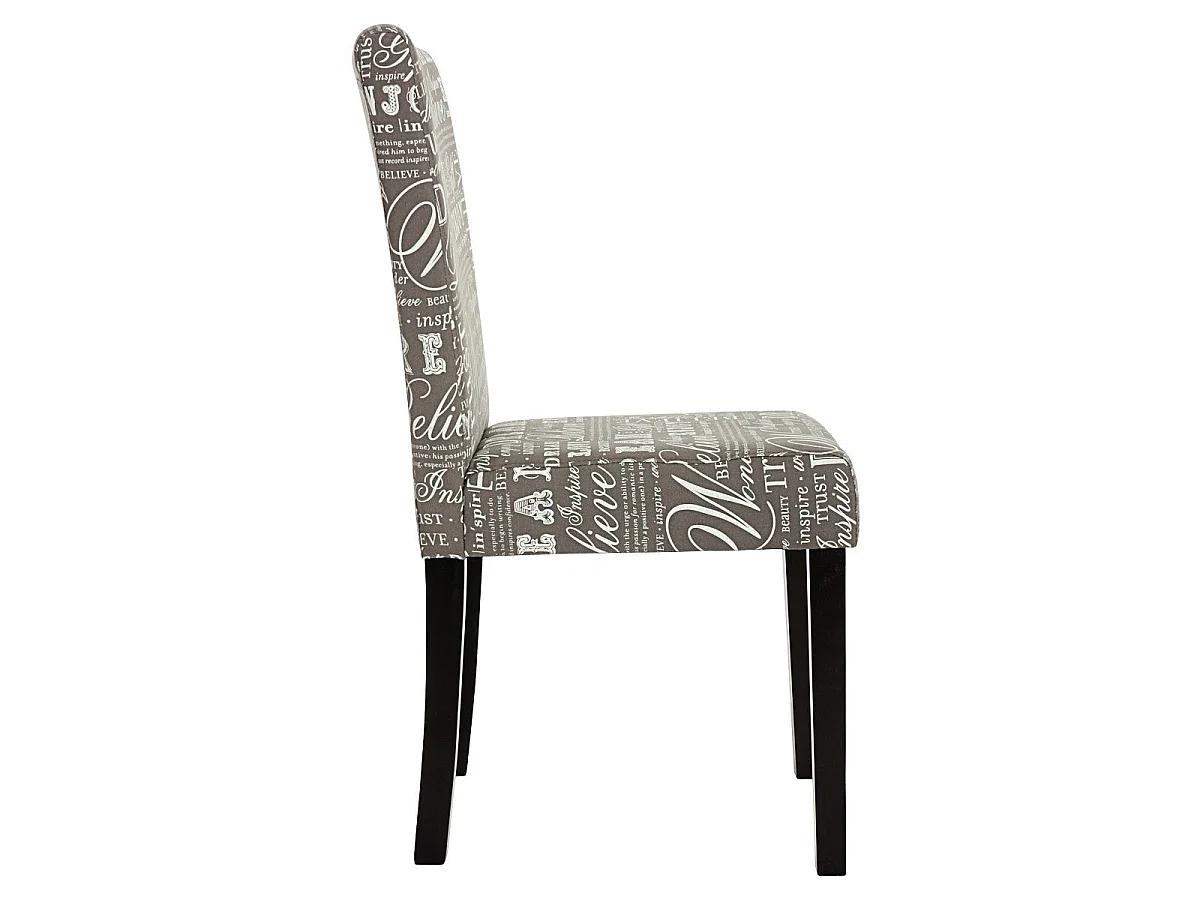 Lot de 6 chaises de salle à manger en tissu imprimé gris pieds foncés CDS04220