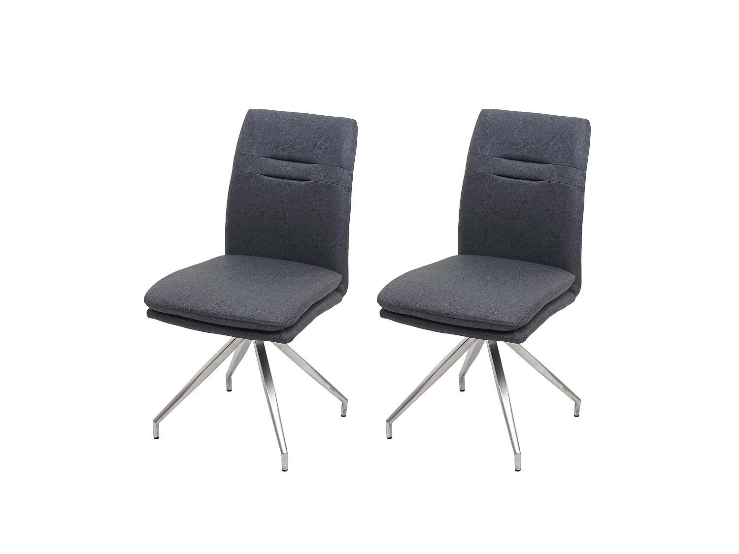 Lot de 2 chaises de salle à manger cuisine design moderne acier inoxydable et tissu brossé gris foncé 04_0000242