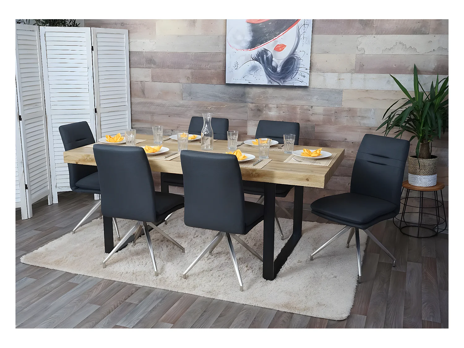 Lot de 2 chaises de salle à manger cuisine design moderne acier inoxydable et tissu brossé gris foncé 04_0000242