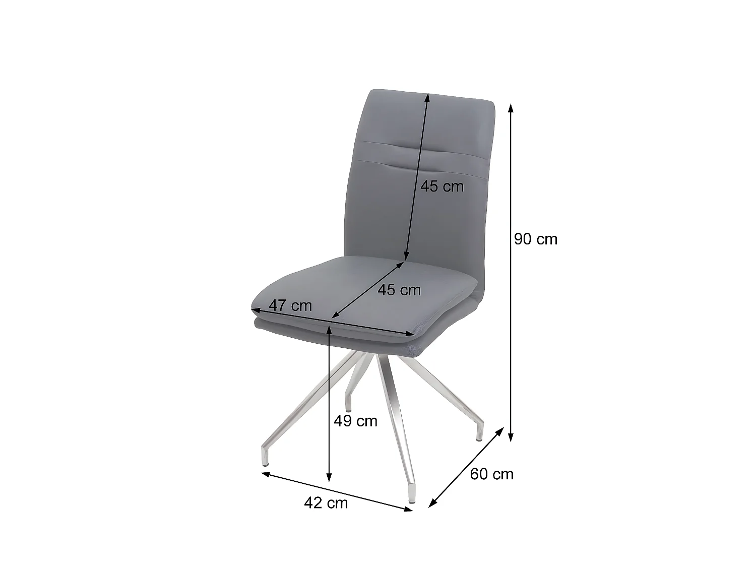 Lot de 2 chaises de salle à manger cuisine design moderne acier inoxydable et tissu brossé gris foncé 04_0000242
