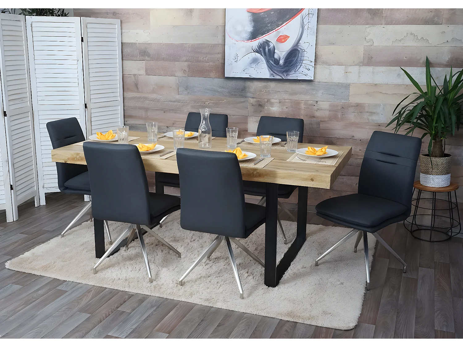 Lot de 2 chaises de salle à manger cuisine design moderne acier inoxydable et tissu brossé gris foncé 04_0000242