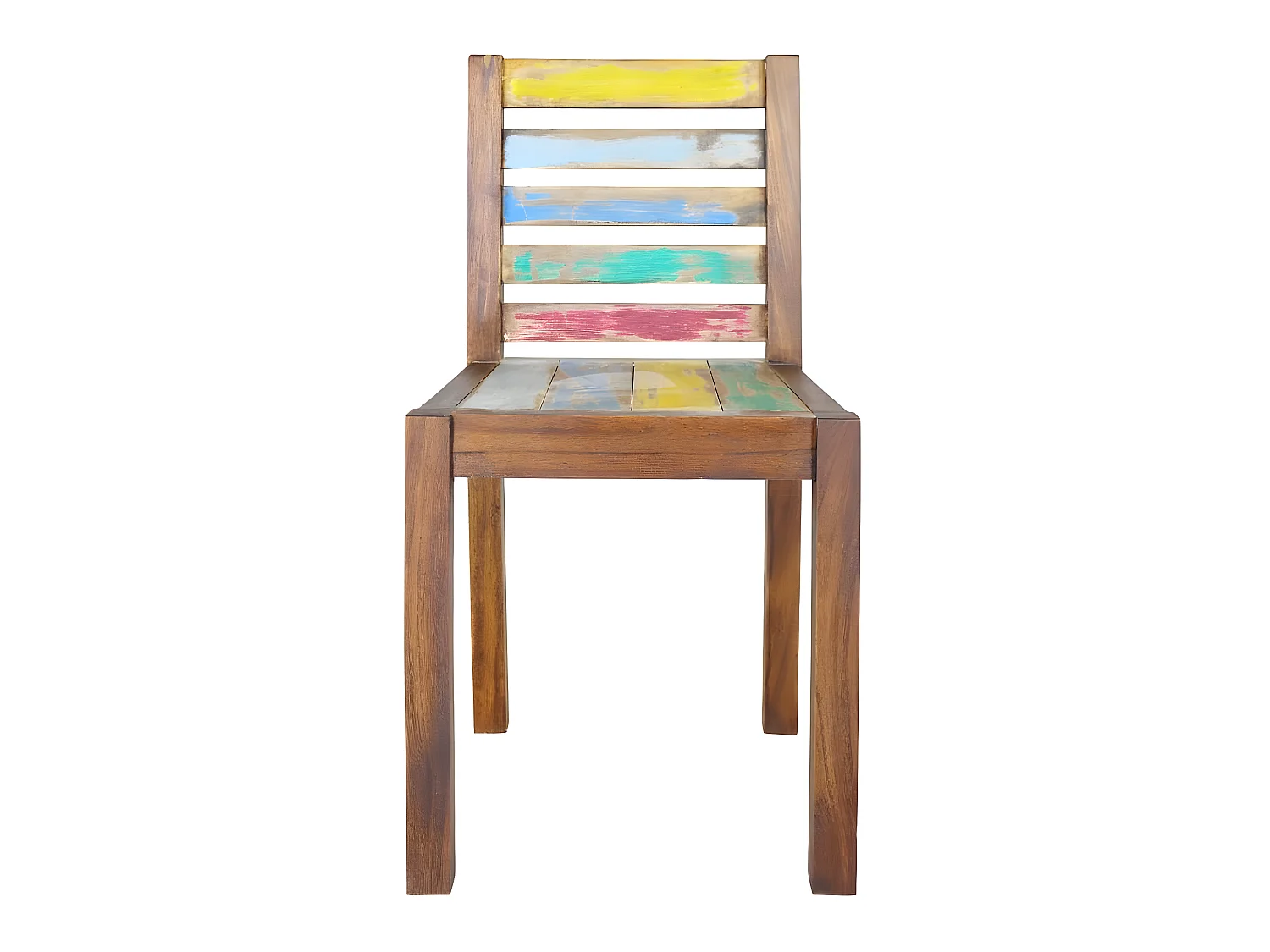 Lot de 4 chaises de salle à manger cuisine bois de récupération solide design vintage CDS021332