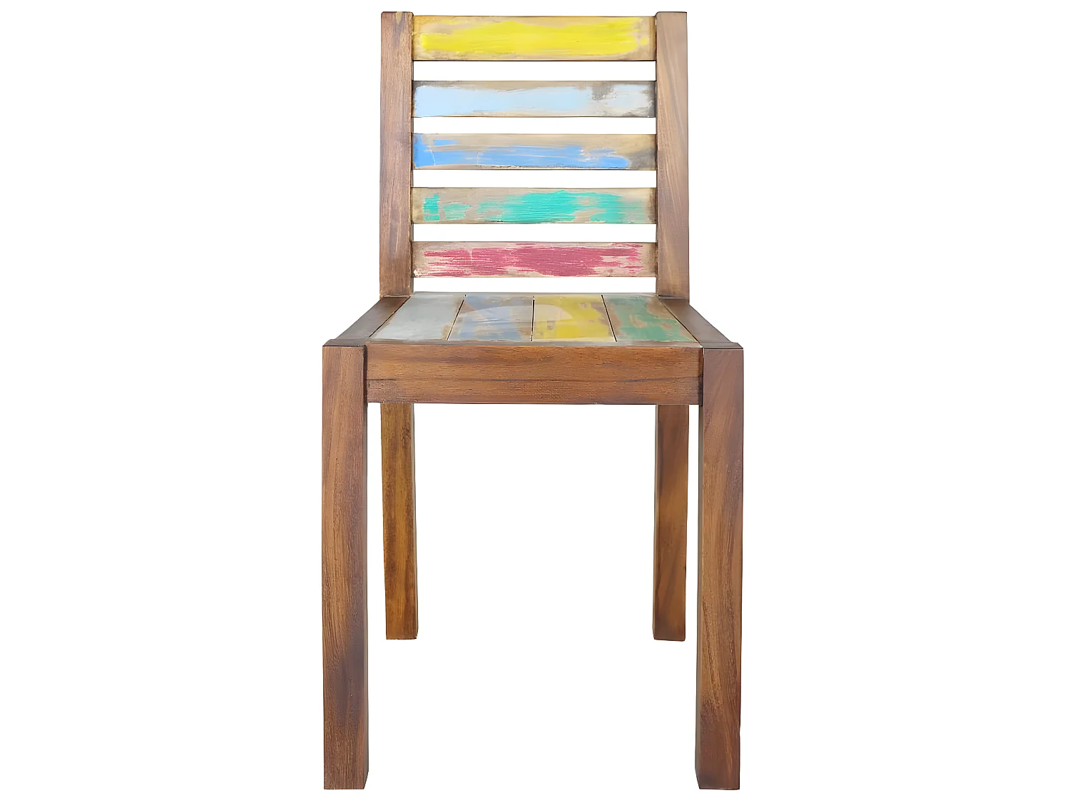 Lot de 4 chaises de salle à manger cuisine bois de récupération solide design vintage CDS021332