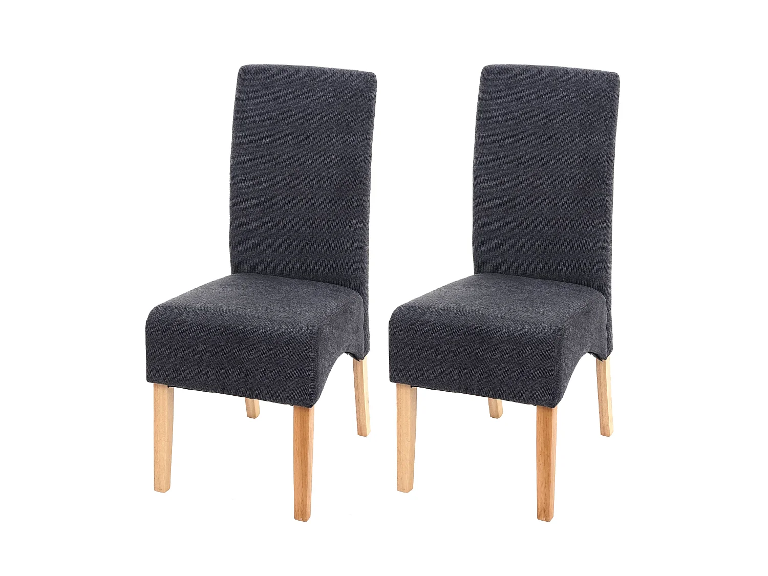 2x chaises de salle à manger cuisine en tissu gris foncé pieds en bois clairs 04_0000244