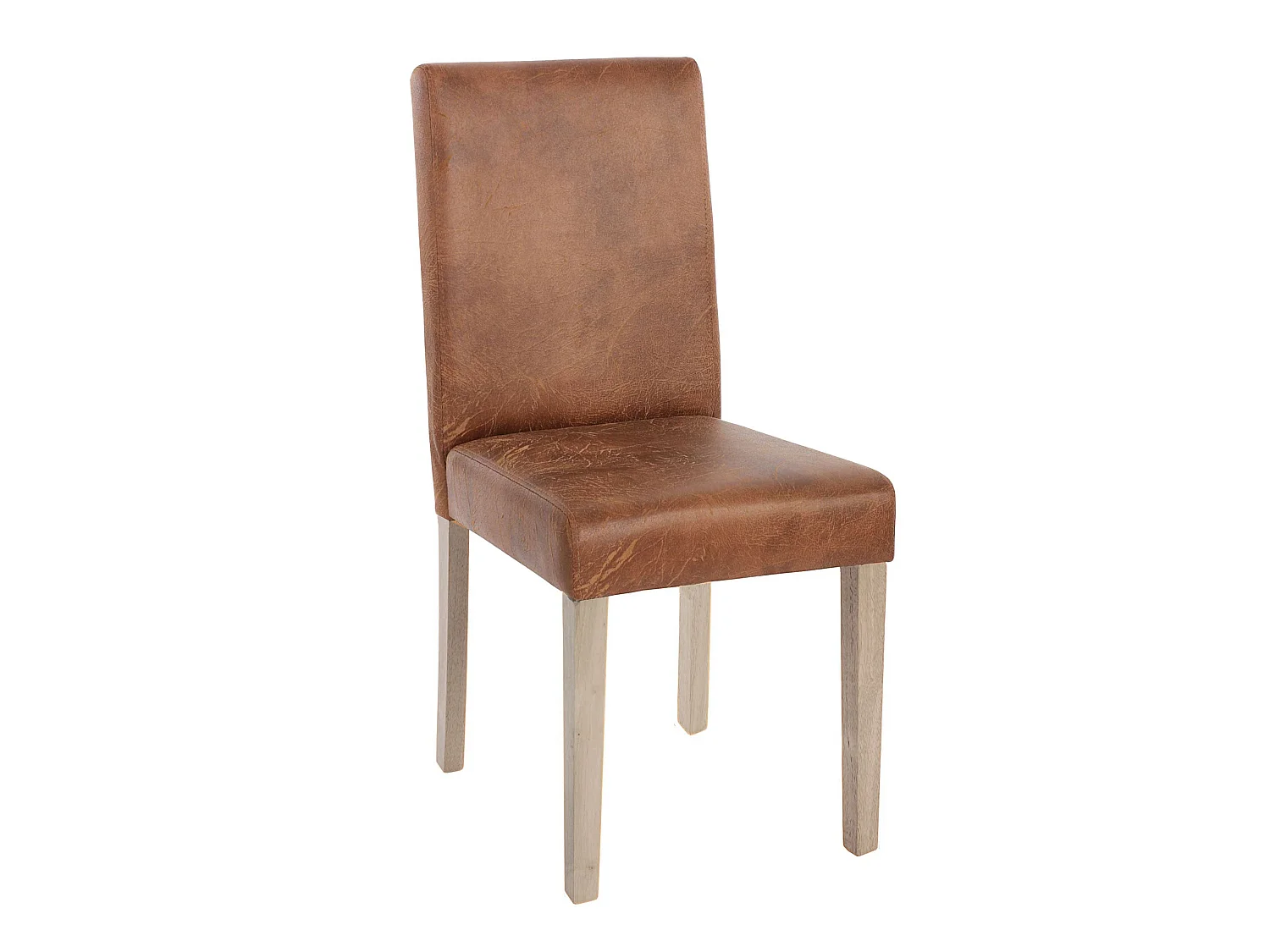 Lot de 4 chaises de salle à manger cuisine imitation daim marron vieilli style vintage pieds en bois clair 04_0000600