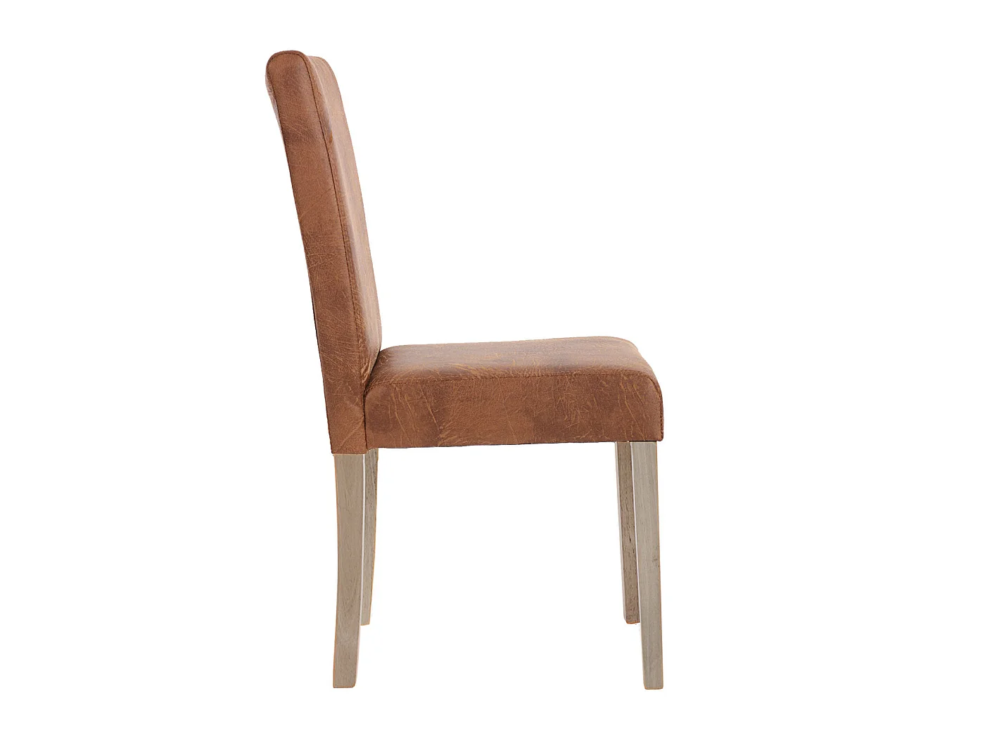 Lot de 4 chaises de salle à manger cuisine imitation daim marron vieilli style vintage pieds en bois clair 04_0000600