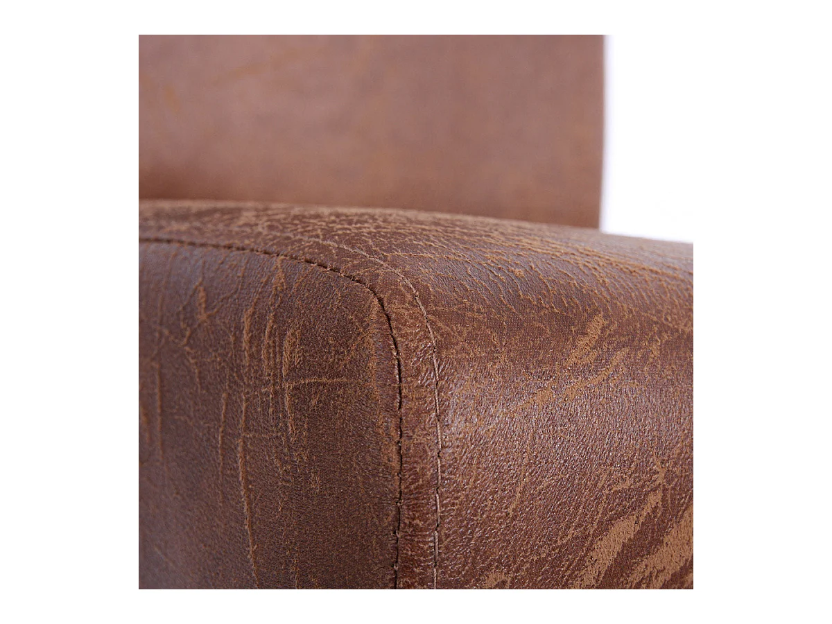 Lot de 4 chaises de salle à manger cuisine imitation daim marron vieilli style vintage pieds en bois clair 04_0000600