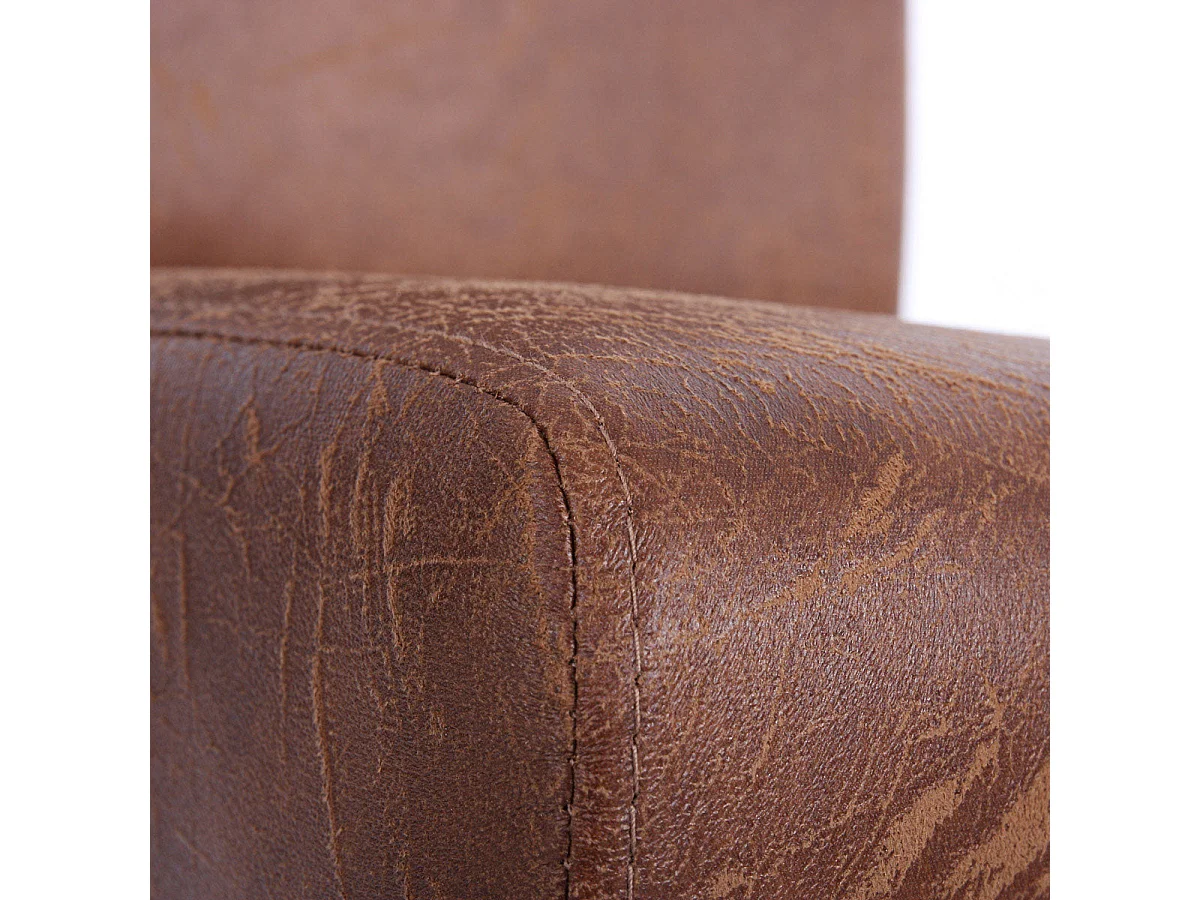 Lot de 4 chaises de salle à manger cuisine imitation daim marron vieilli style vintage pieds en bois clair 04_0000600