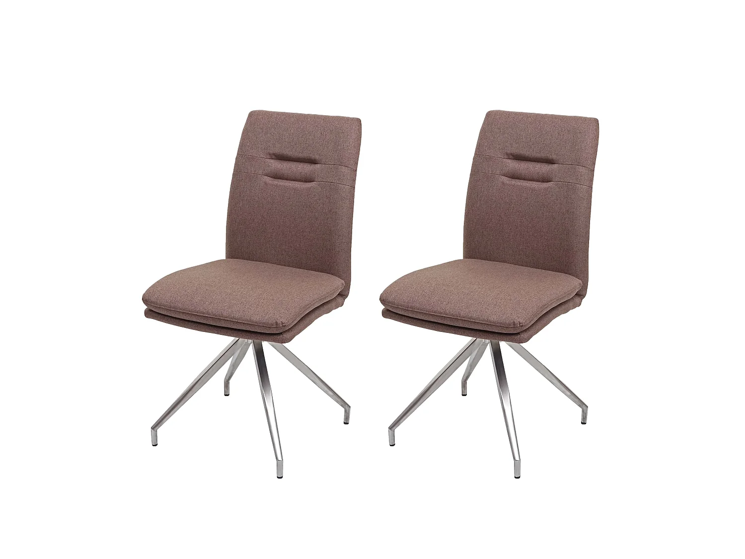 2x chaises de salle à manger cuisine en tissu marron et en acier inoxydable design et confortable 04_0000413