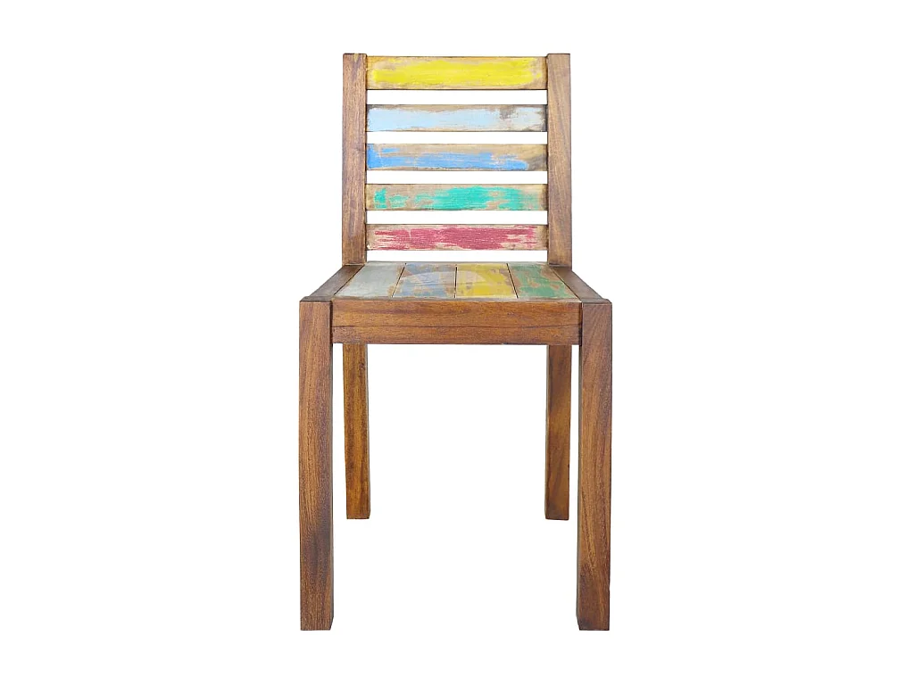 Lot de 2 chaises de salle à manger cuisine design vintage bois de récupération solide CDS020286