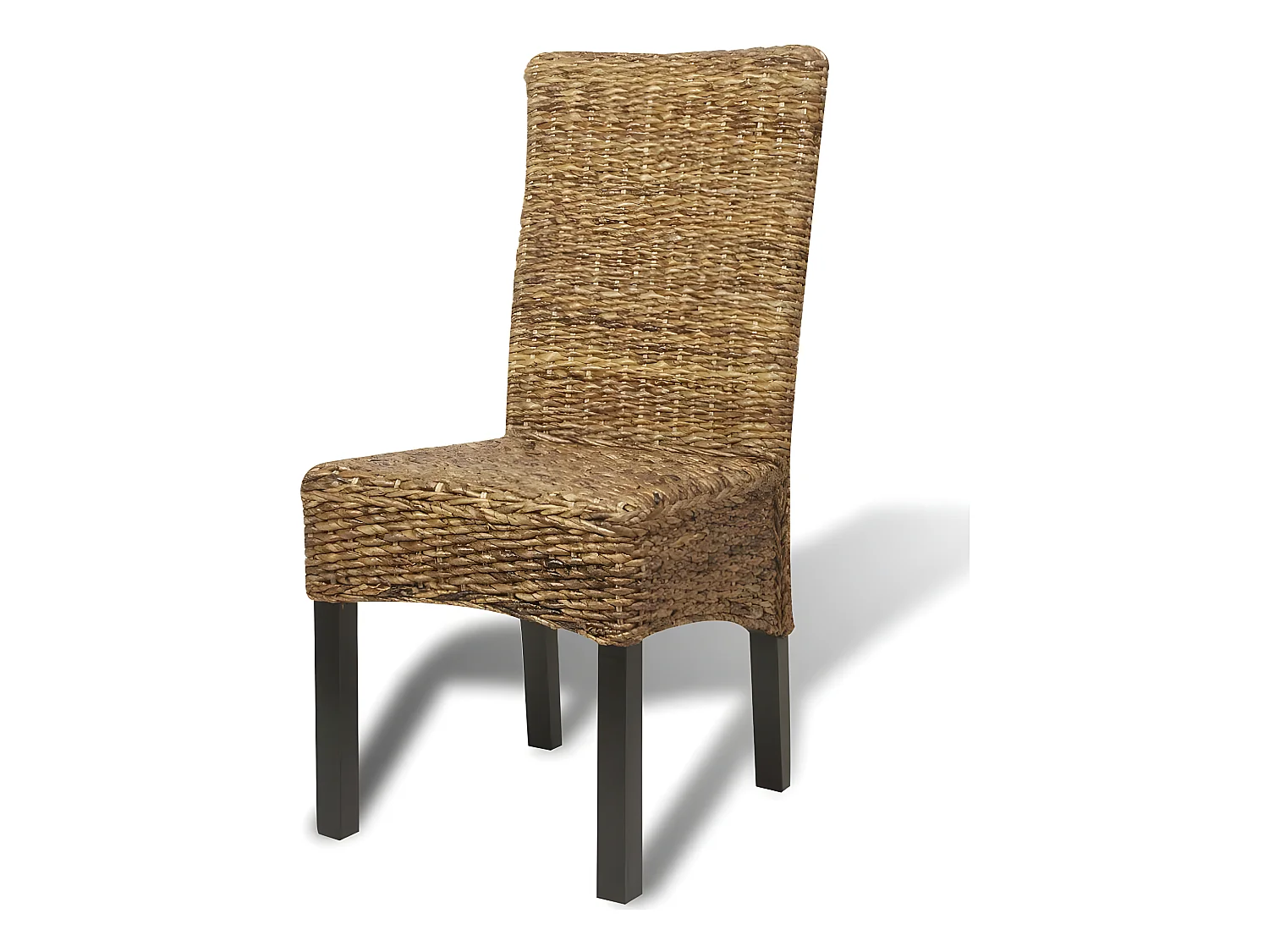 Lot de 4 chaises de salle à manger cuisine design moderne bois solide de manguier et abaca CDS021338