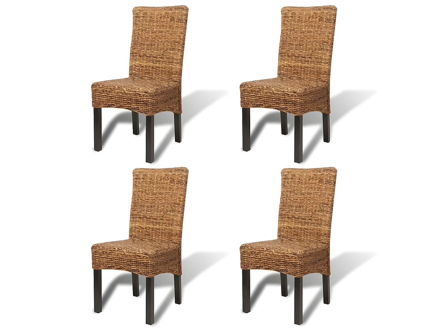 Lot de 4 chaises de salle à manger cuisine design moderne bois solide de manguier et abaca CDS021338