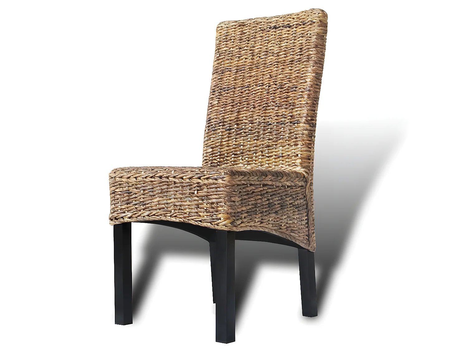 Lot de 4 chaises de salle à manger cuisine design moderne bois solide de manguier et abaca CDS021338