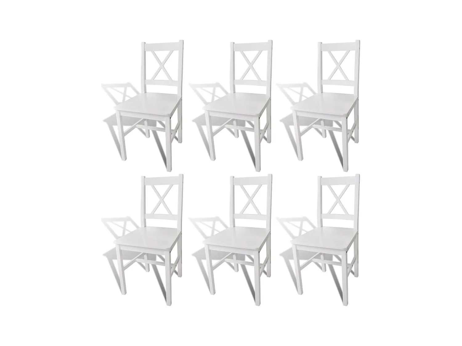 Lot de 6 chaises de salle à manger cuisine en bois blanc style classique CDS022157