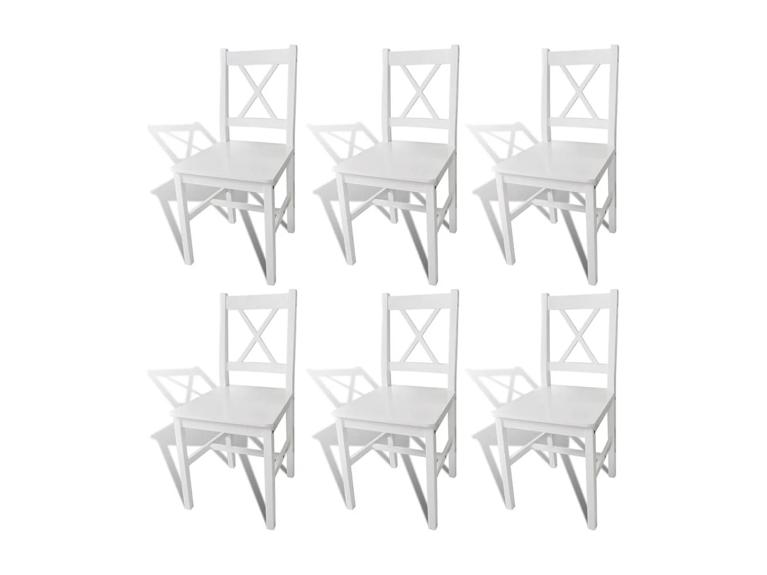 Lot de 6 chaises de salle à manger cuisine en bois blanc style classique CDS022157
