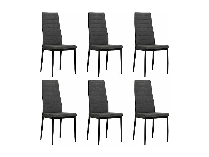 Lot de 6 chaises de salle à manger cuisine design contemporain tissu gris foncé CDS022444