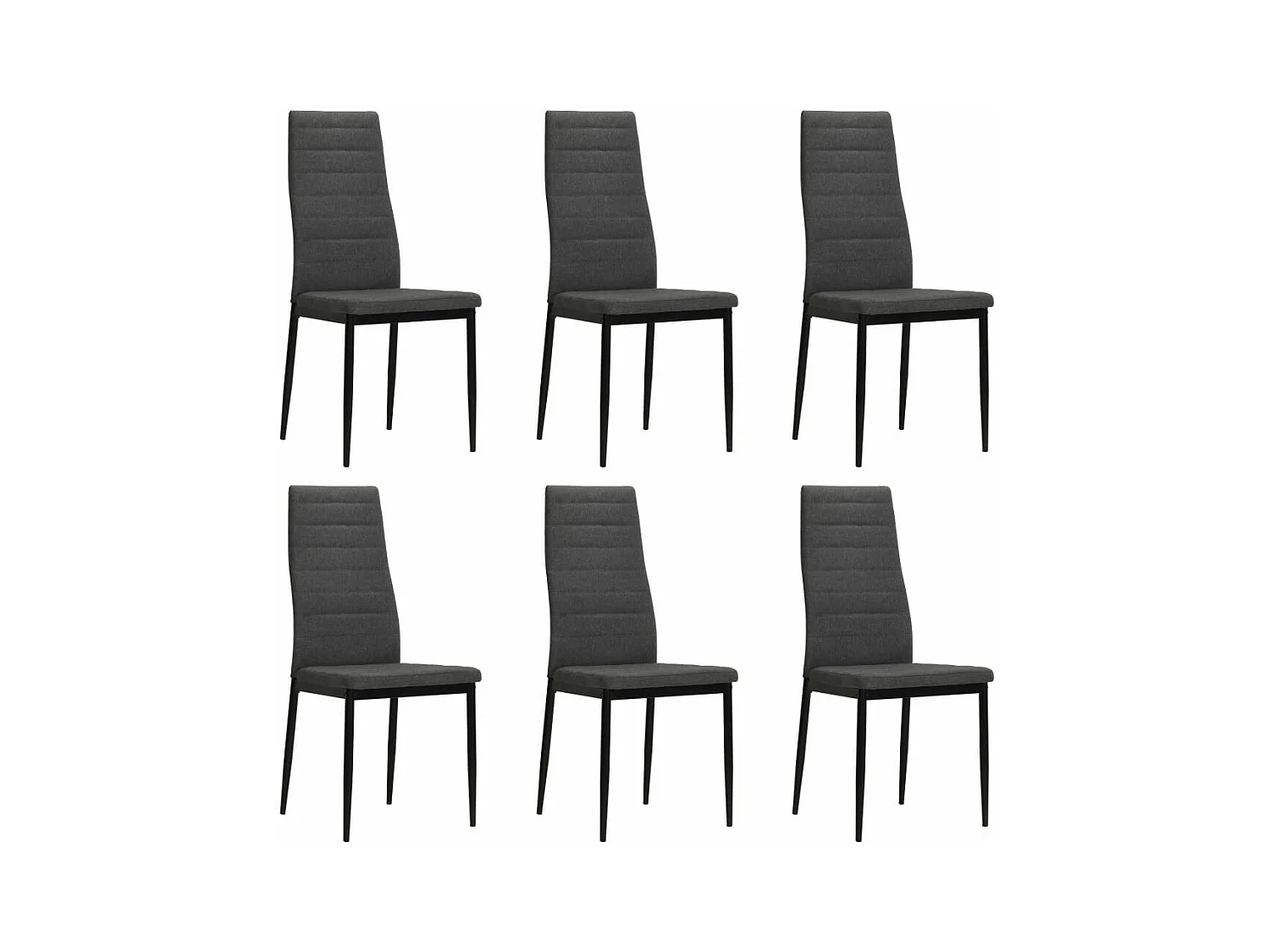 Lot de 6 chaises de salle à manger cuisine design contemporain tissu gris foncé CDS022444