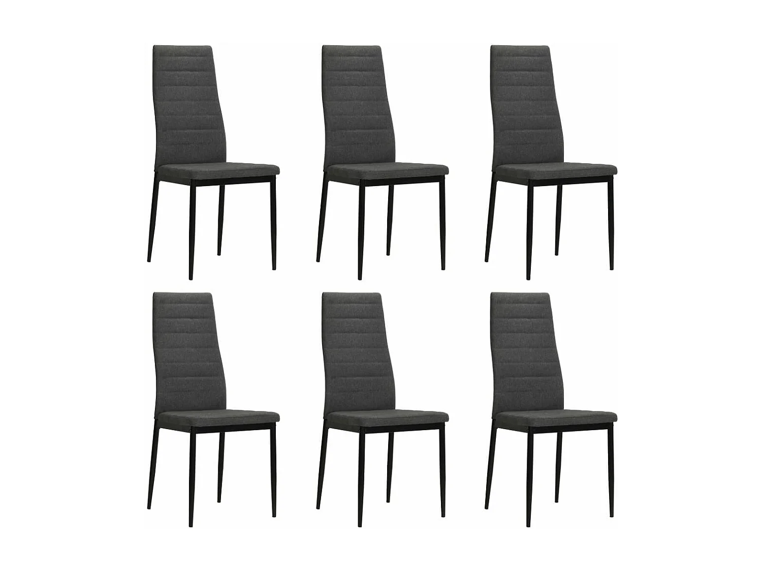Lot de 6 chaises de salle à manger cuisine design contemporain tissu gris foncé CDS022444
