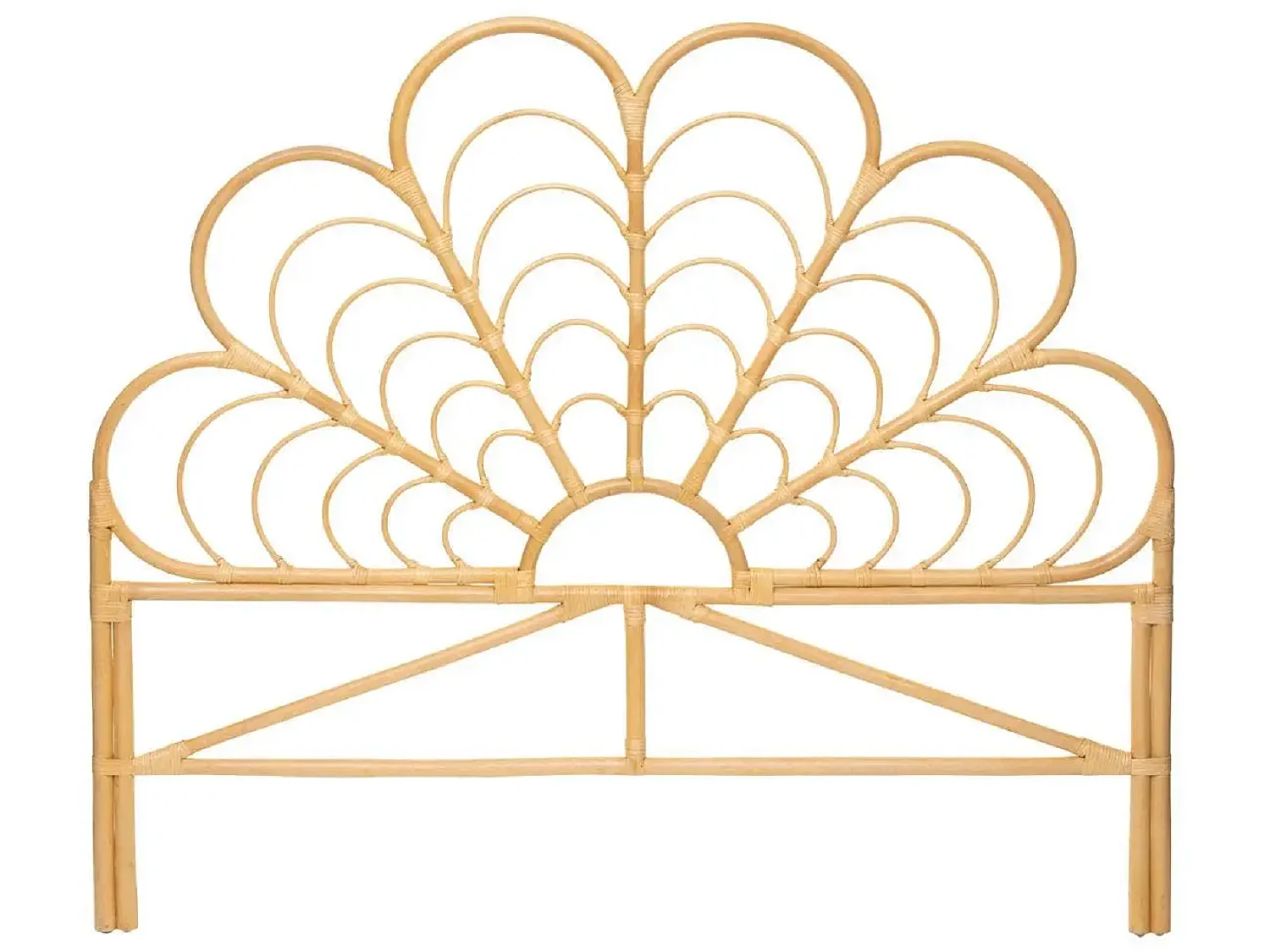 Tête de lit haute en rotin coloris naturel - Longueur 160 x Profondeur 2.8 x Hauteur 140 cm