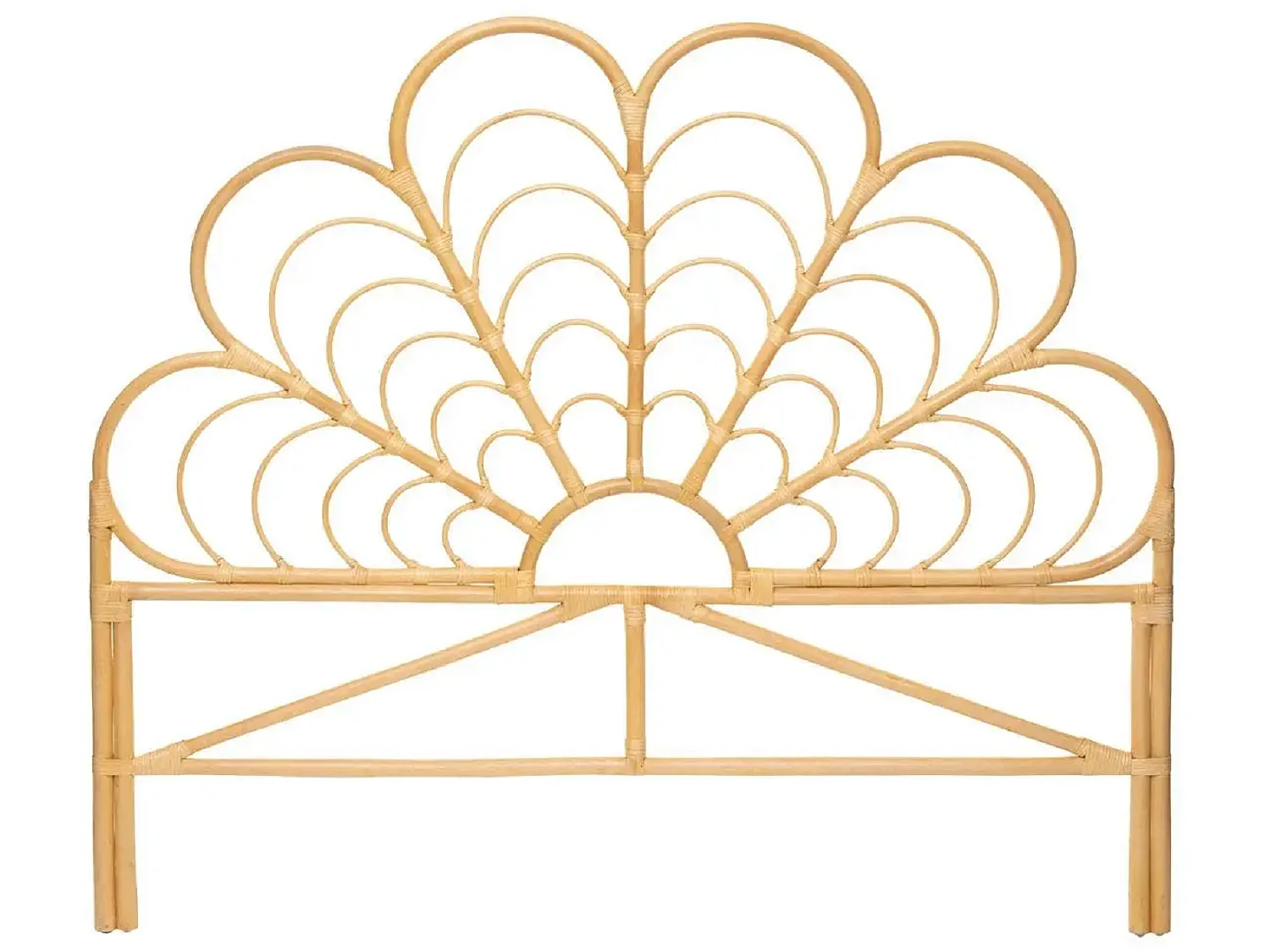 Tête de lit haute en rotin coloris naturel - Longueur 160 x Profondeur 2.8 x Hauteur 140 cm