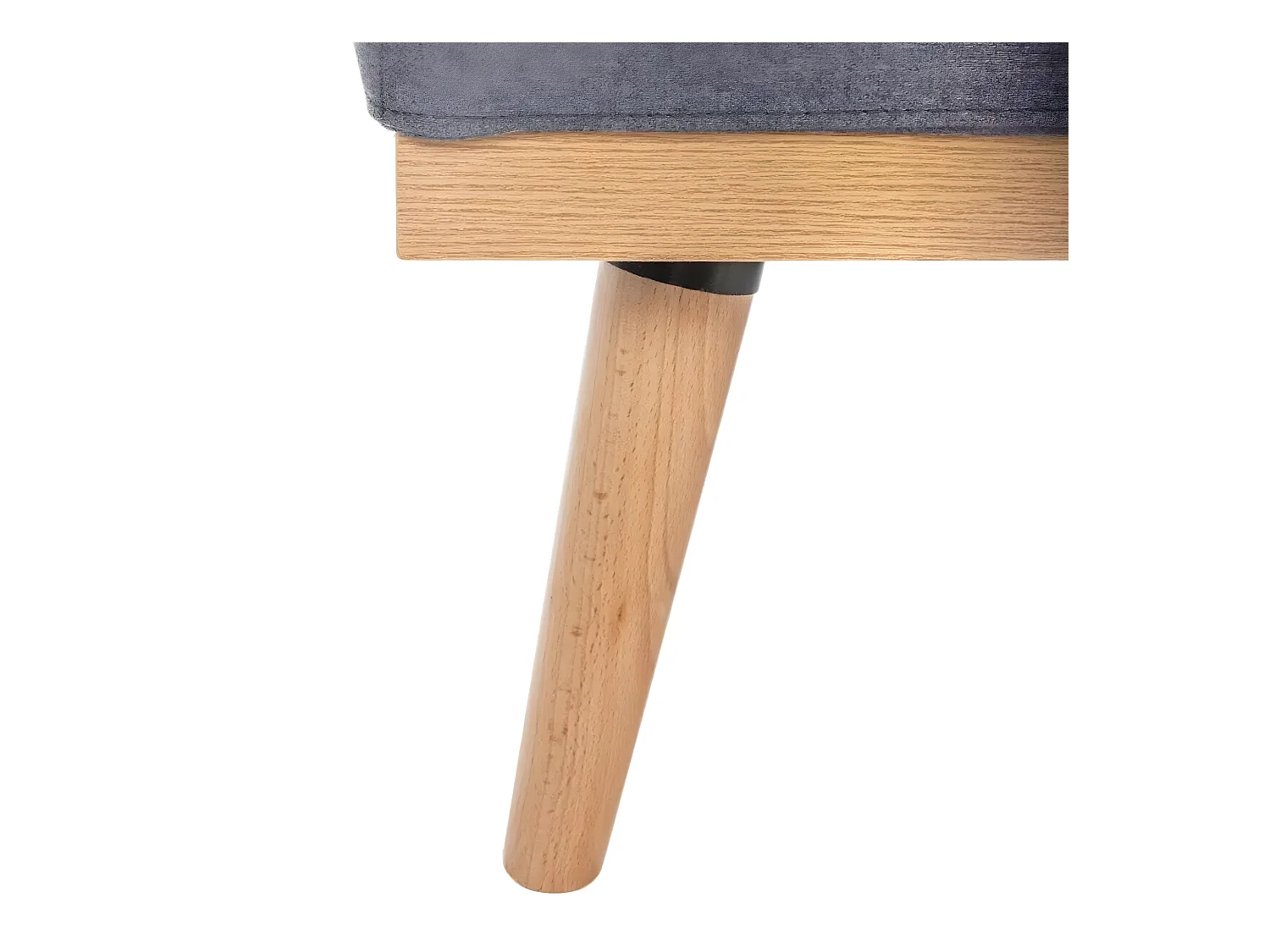 Banquette 3 places, canapé-lit en tissu polyester gris foncé avec pieds en pin - Longueur 182 x Profondeur 80 x Hauteur 80 cm