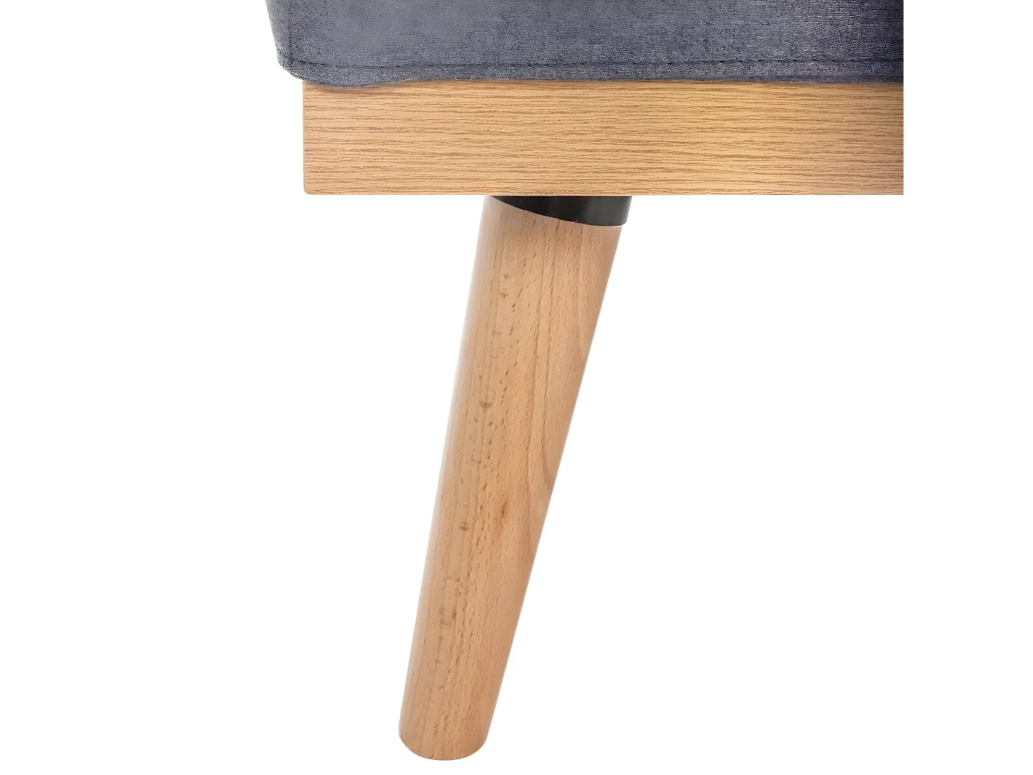 Banquette 3 places, canapé-lit en tissu polyester gris foncé avec pieds en pin - Longueur 182 x Profondeur 80 x Hauteur 80 cm