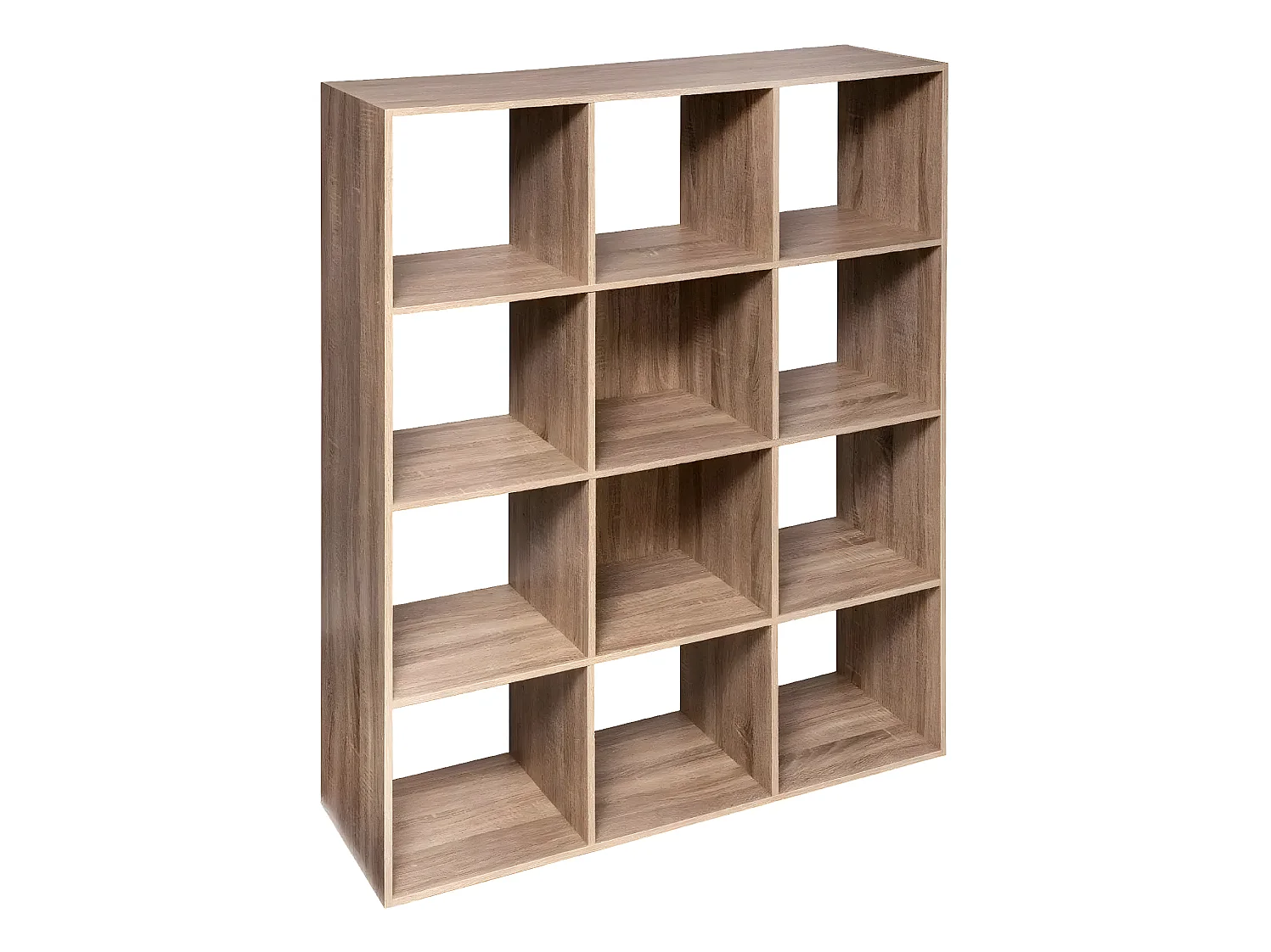 Bibliothèque, étagère en panneaux de particules aggloméré avec 12 niches - Longueur 101 x Profondeur 32 x Hauteur 134 cm