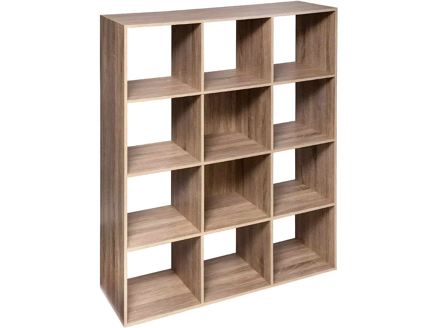 Bibliothèque, étagère en panneaux de particules aggloméré avec 12 niches - Longueur 101 x Profondeur 32 x Hauteur 134 cm