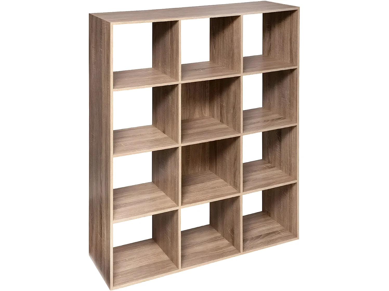 Bibliothèque, étagère en panneaux de particules aggloméré avec 12 niches - Longueur 101 x Profondeur 32 x Hauteur 134 cm