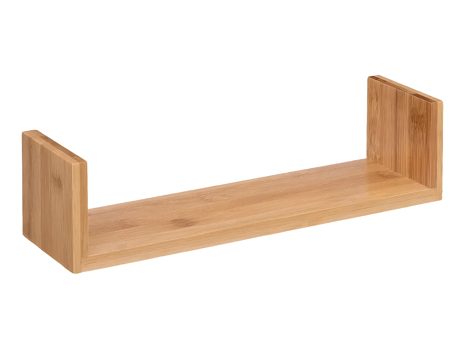 Lot de 3 étagères murales flottantes en bambou coloris naturel - Longueur 42/32/22 x Profondeur 10/10/10 x Hauteur 10/8.5/7.7 cm