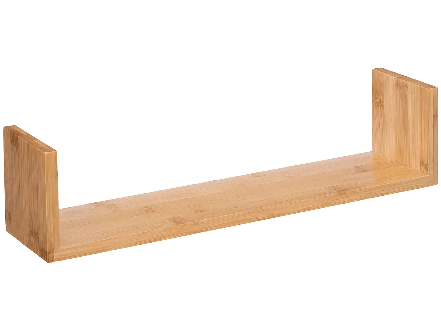 Lot de 3 étagères murales flottantes en bambou coloris naturel - Longueur 42/32/22 x Profondeur 10/10/10 x Hauteur 10/8.5/7.7 cm