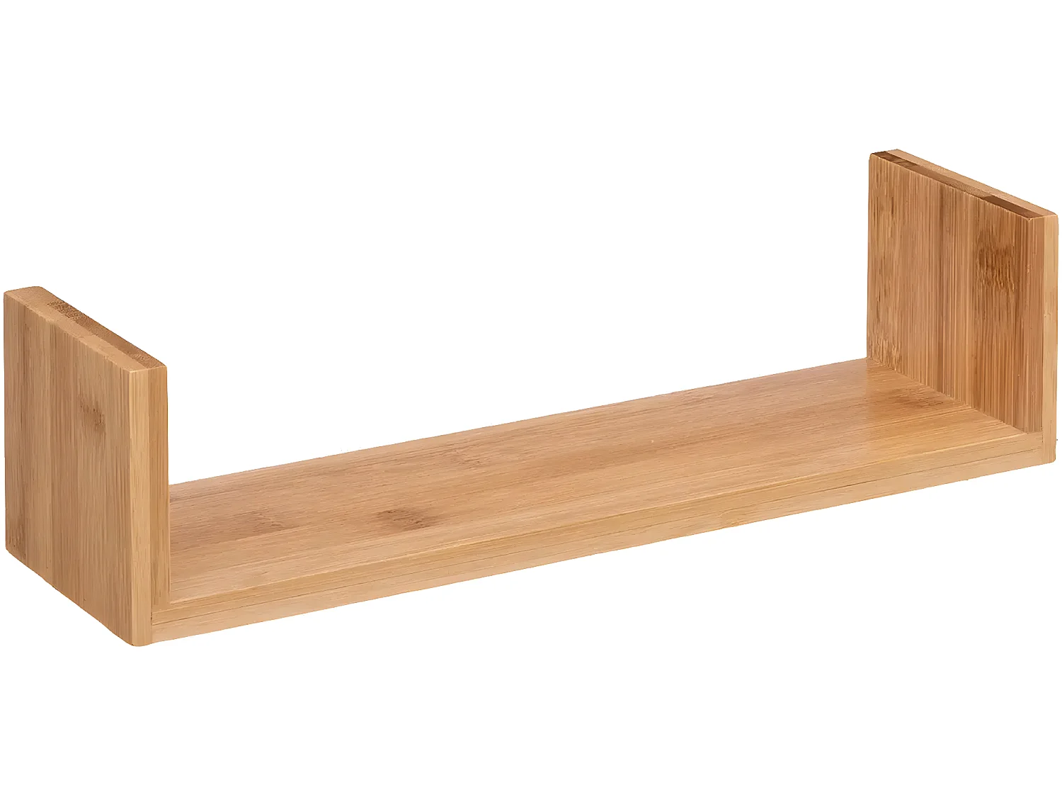 Lot de 3 étagères murales flottantes en bambou coloris naturel - Longueur 42/32/22 x Profondeur 10/10/10 x Hauteur 10/8.5/7.7 cm