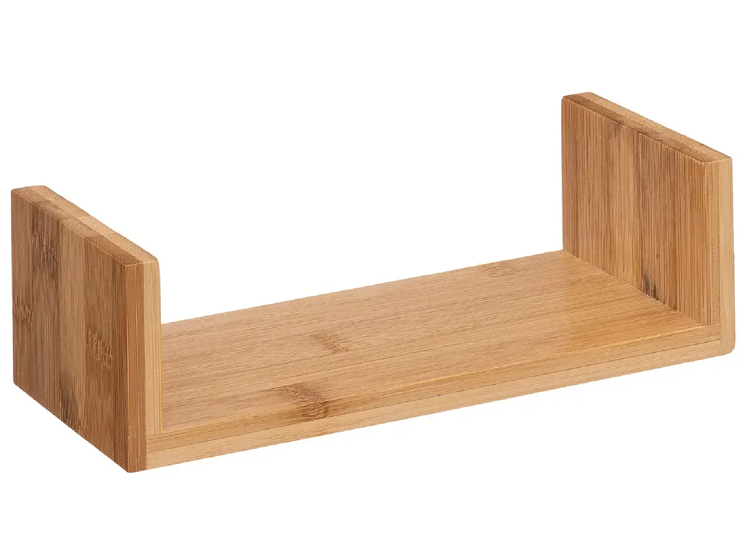 Lot de 3 étagères murales flottantes en bambou coloris naturel - Longueur 42/32/22 x Profondeur 10/10/10 x Hauteur 10/8.5/7.7 cm