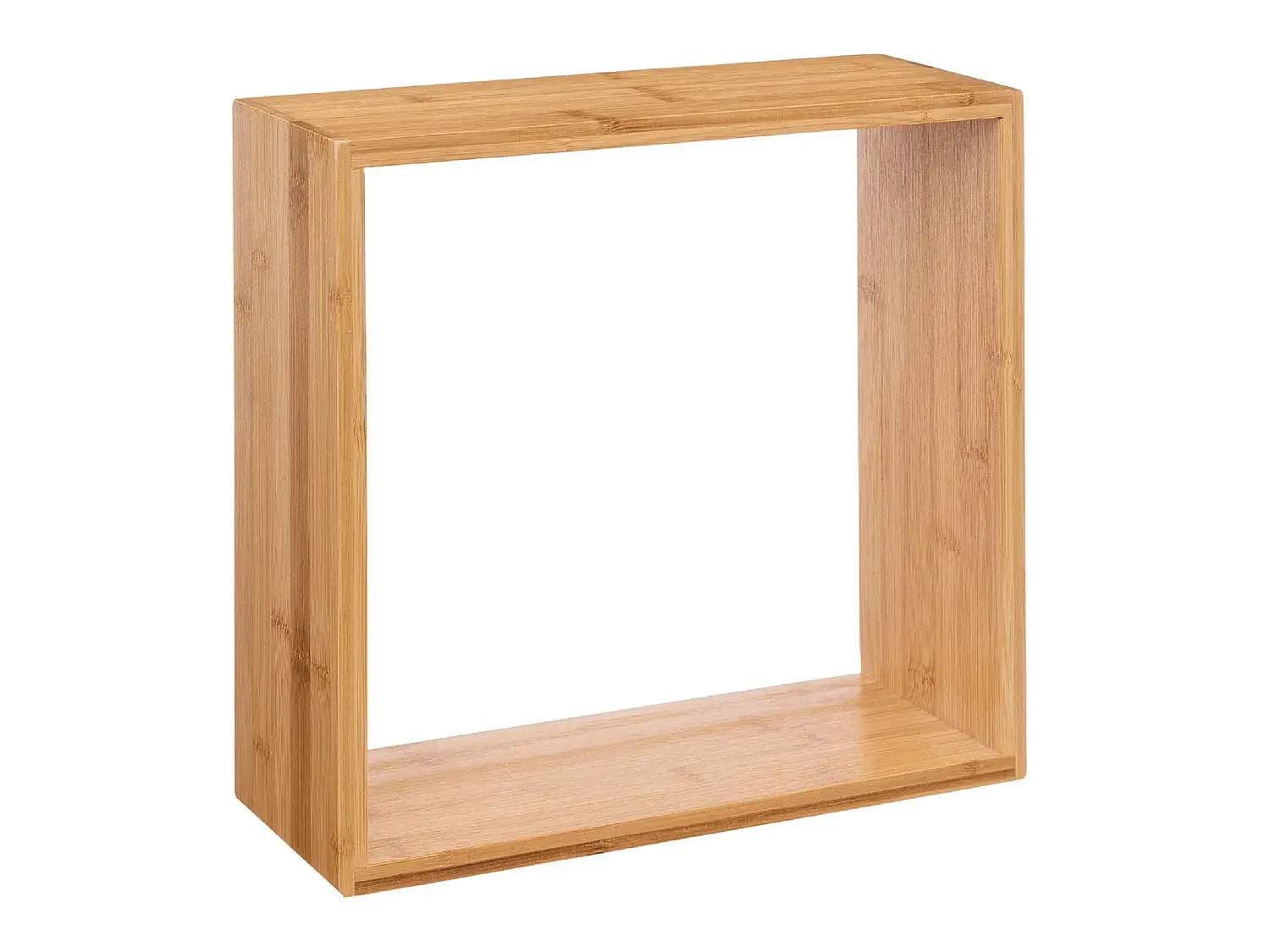 Lot de 3 étagères murales forme carrée en bambou coloris naturel - Longueur 25/20/15 x Profondeur 9/9/9 x Hauteur 25/20/15 cm