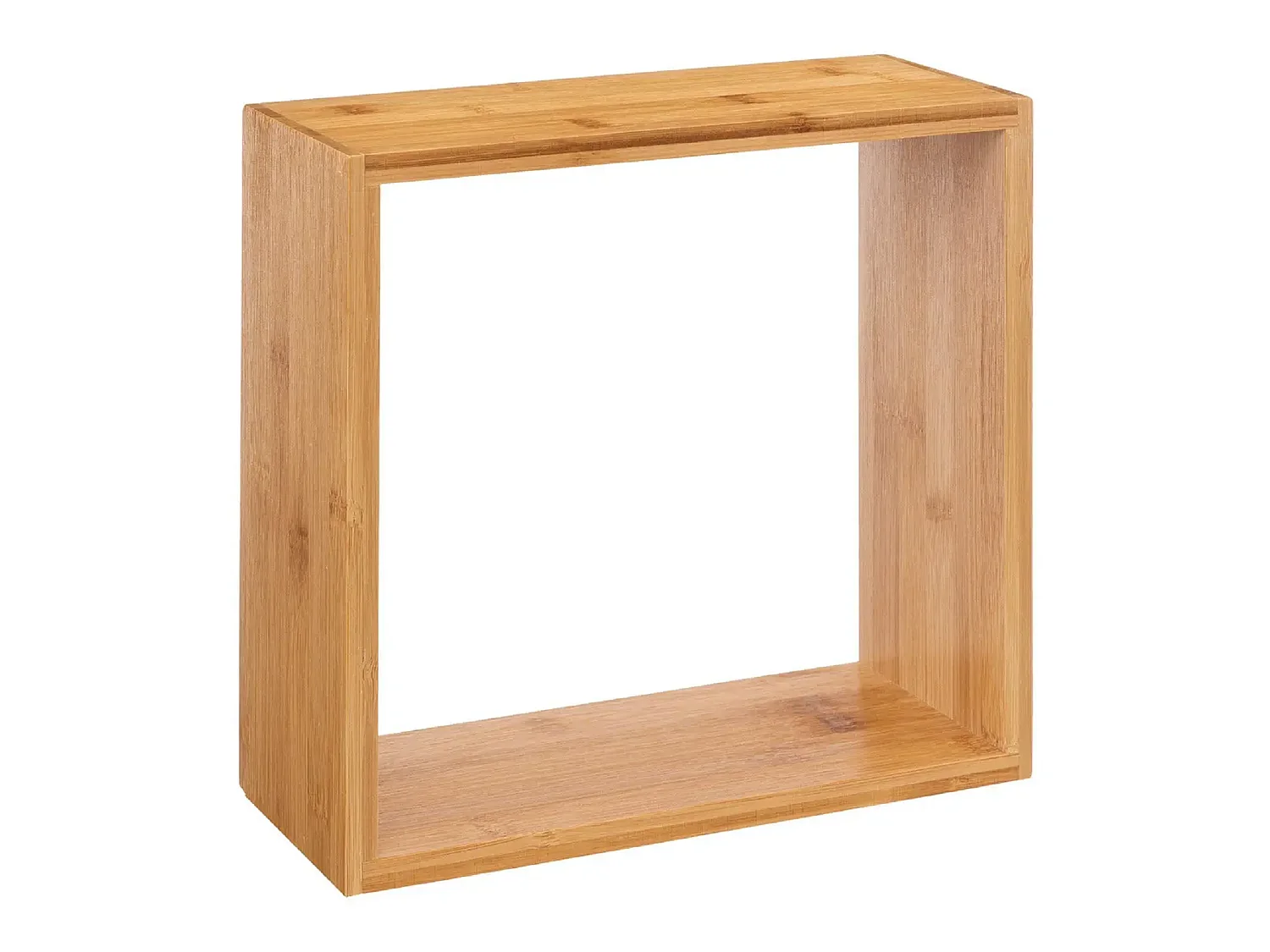 Lot de 3 étagères murales forme carrée en bambou coloris naturel - Longueur 25/20/15 x Profondeur 9/9/9 x Hauteur 25/20/15 cm