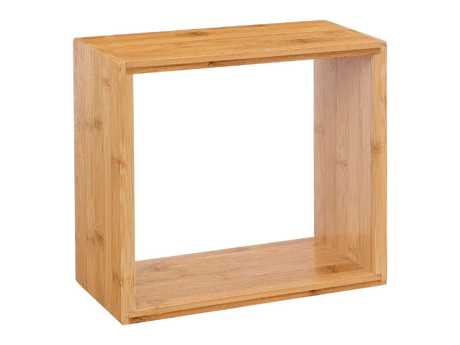 Lot de 3 étagères murales forme carrée en bambou coloris naturel - Longueur 25/20/15 x Profondeur 9/9/9 x Hauteur 25/20/15 cm