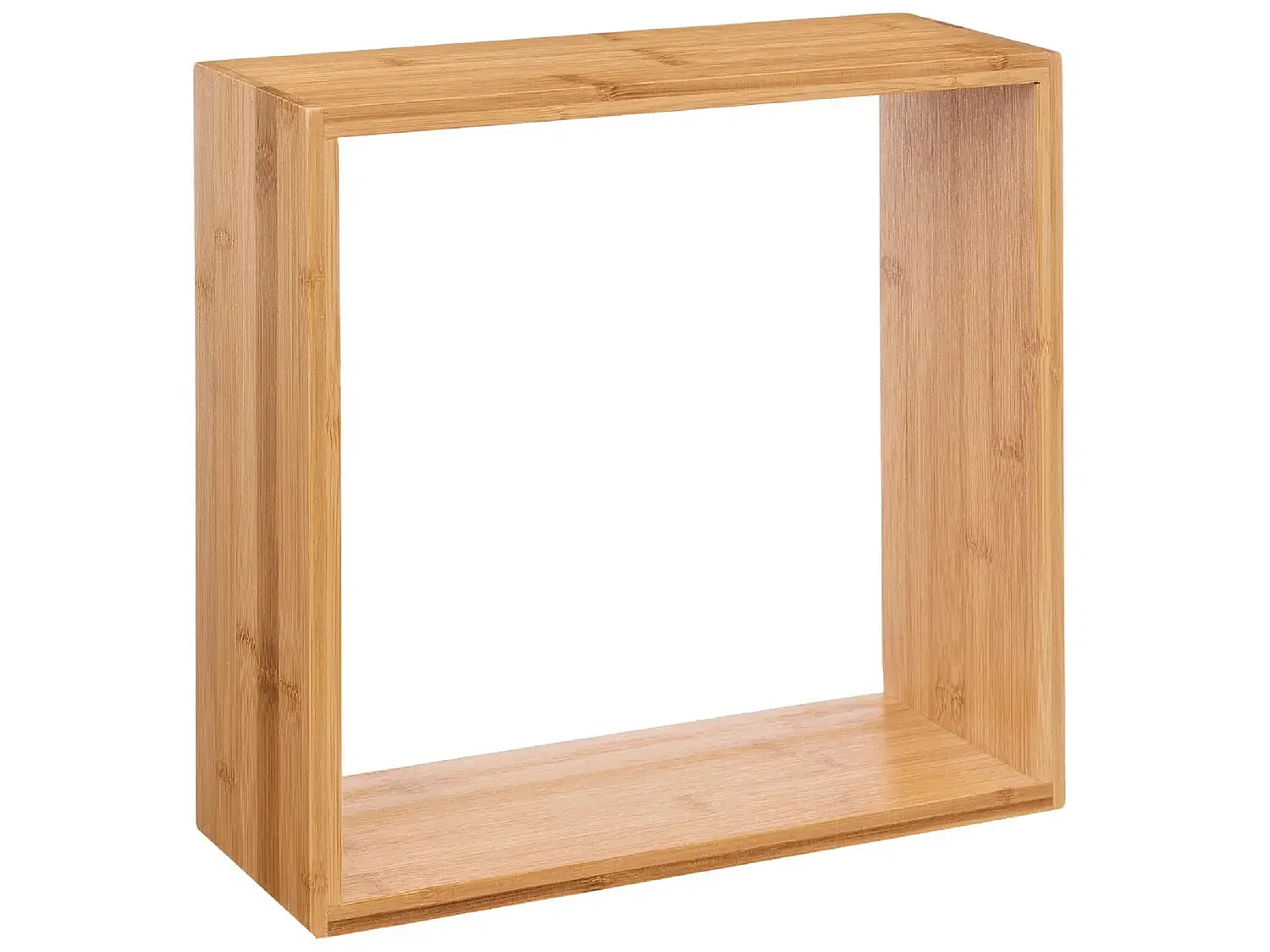Lot de 3 étagères murales forme carrée en bambou coloris naturel - Longueur 25/20/15 x Profondeur 9/9/9 x Hauteur 25/20/15 cm