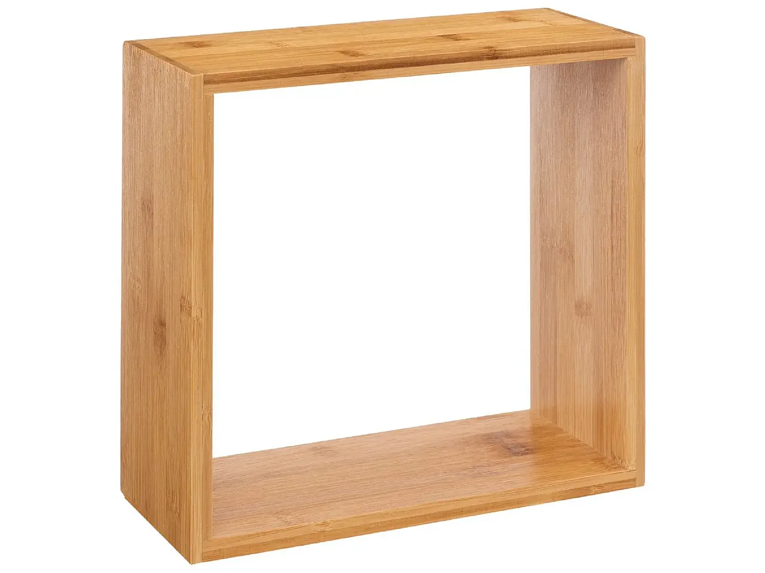Lot de 3 étagères murales forme carrée en bambou coloris naturel - Longueur 25/20/15 x Profondeur 9/9/9 x Hauteur 25/20/15 cm