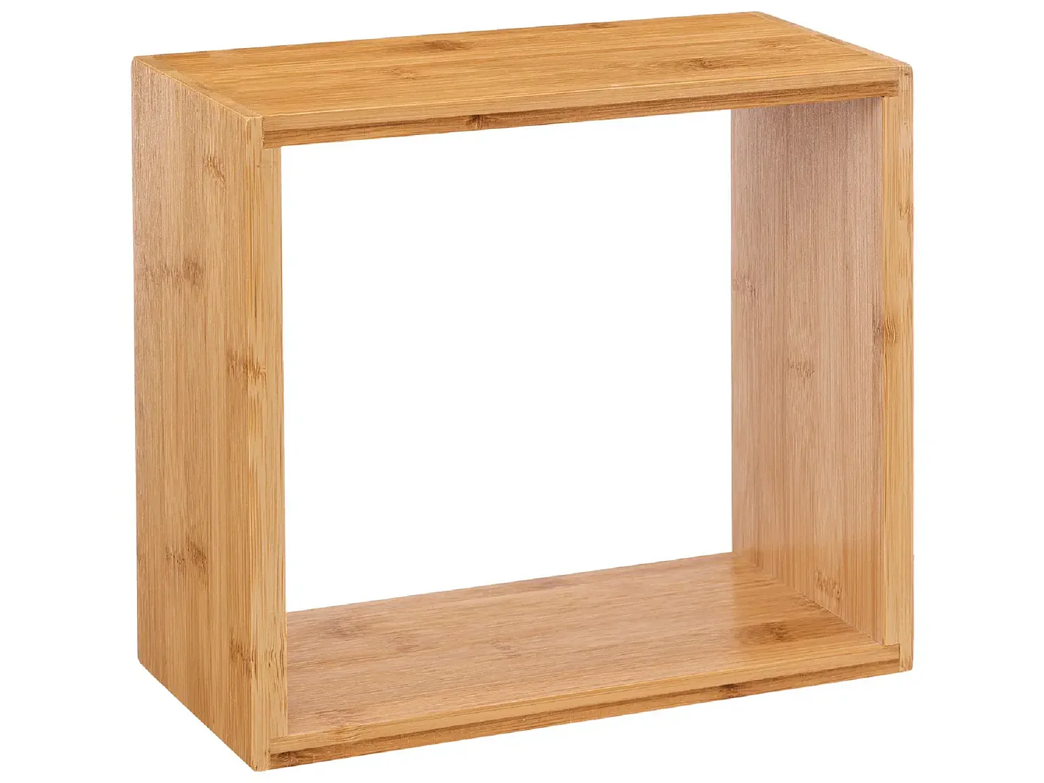 Lot de 3 étagères murales forme carrée en bambou coloris naturel - Longueur 25/20/15 x Profondeur 9/9/9 x Hauteur 25/20/15 cm