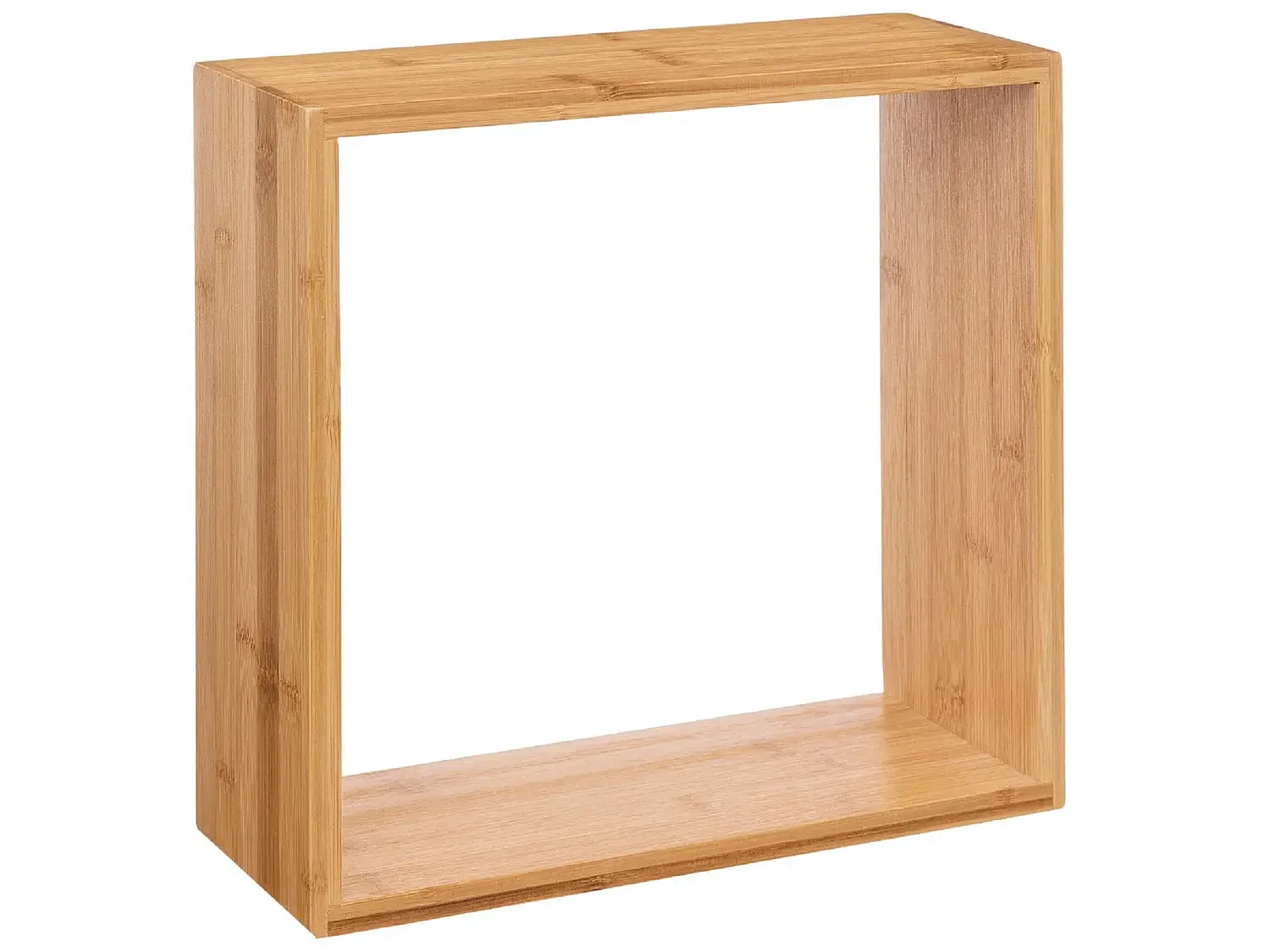Lot de 3 étagères murales forme carrée en bambou coloris naturel - Longueur 25/20/15 x Profondeur 9/9/9 x Hauteur 25/20/15 cm