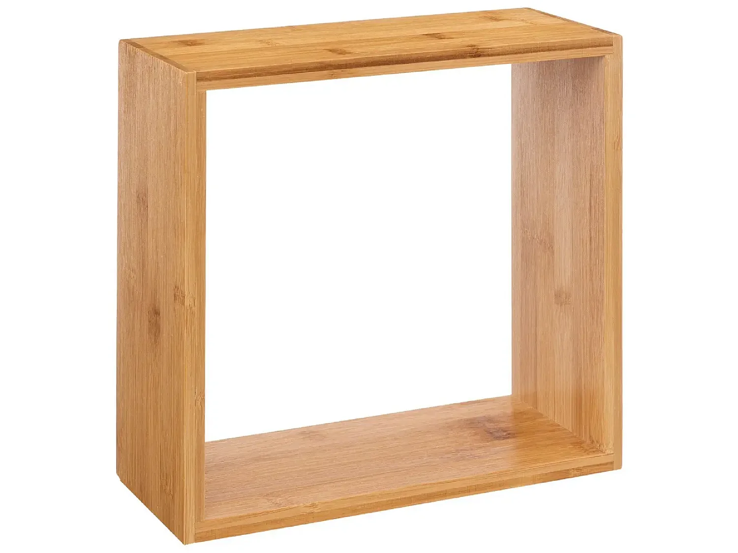 Lot de 3 étagères murales forme carrée en bambou coloris naturel - Longueur 25/20/15 x Profondeur 9/9/9 x Hauteur 25/20/15 cm