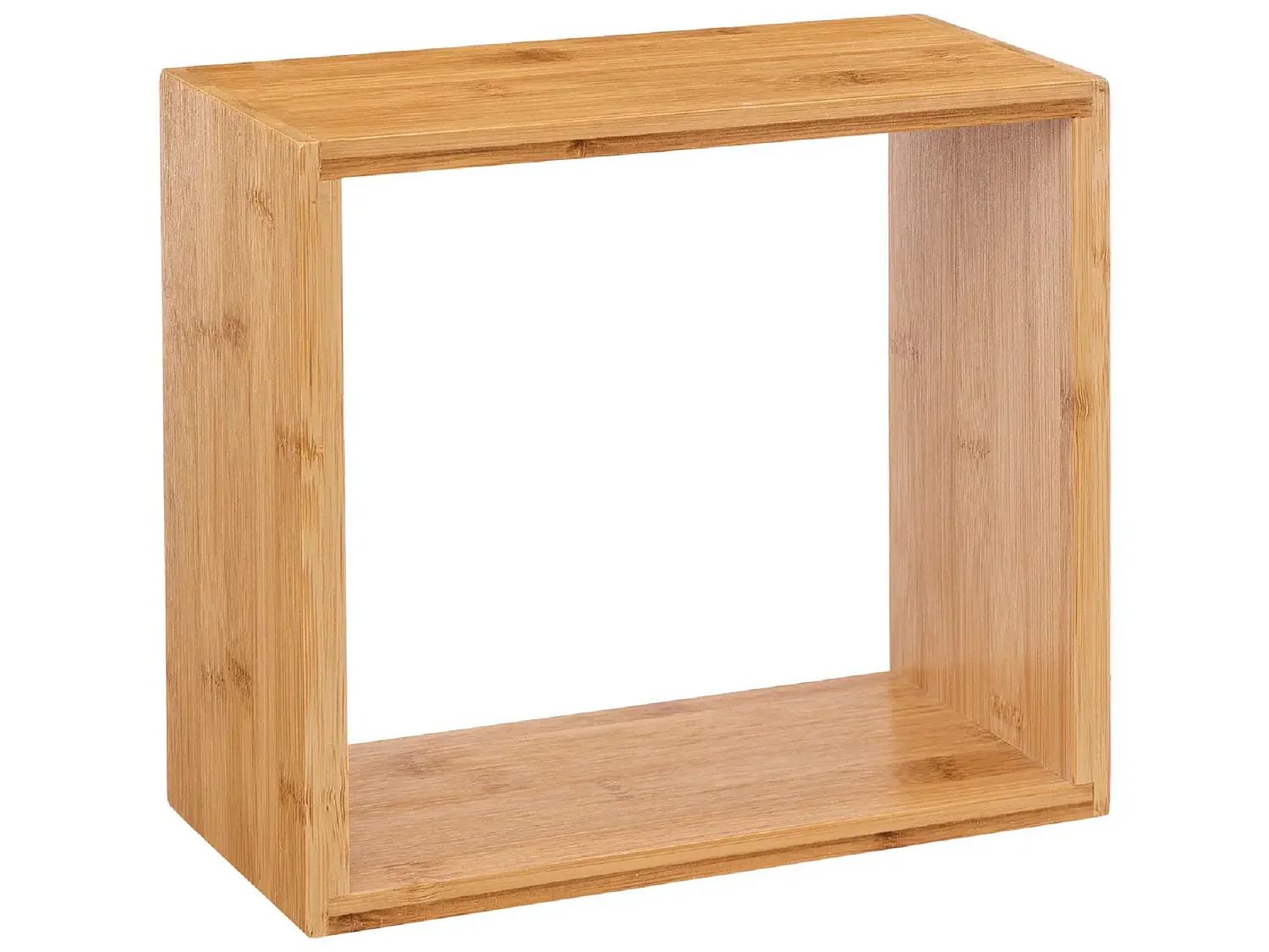 Lot de 3 étagères murales forme carrée en bambou coloris naturel - Longueur 25/20/15 x Profondeur 9/9/9 x Hauteur 25/20/15 cm