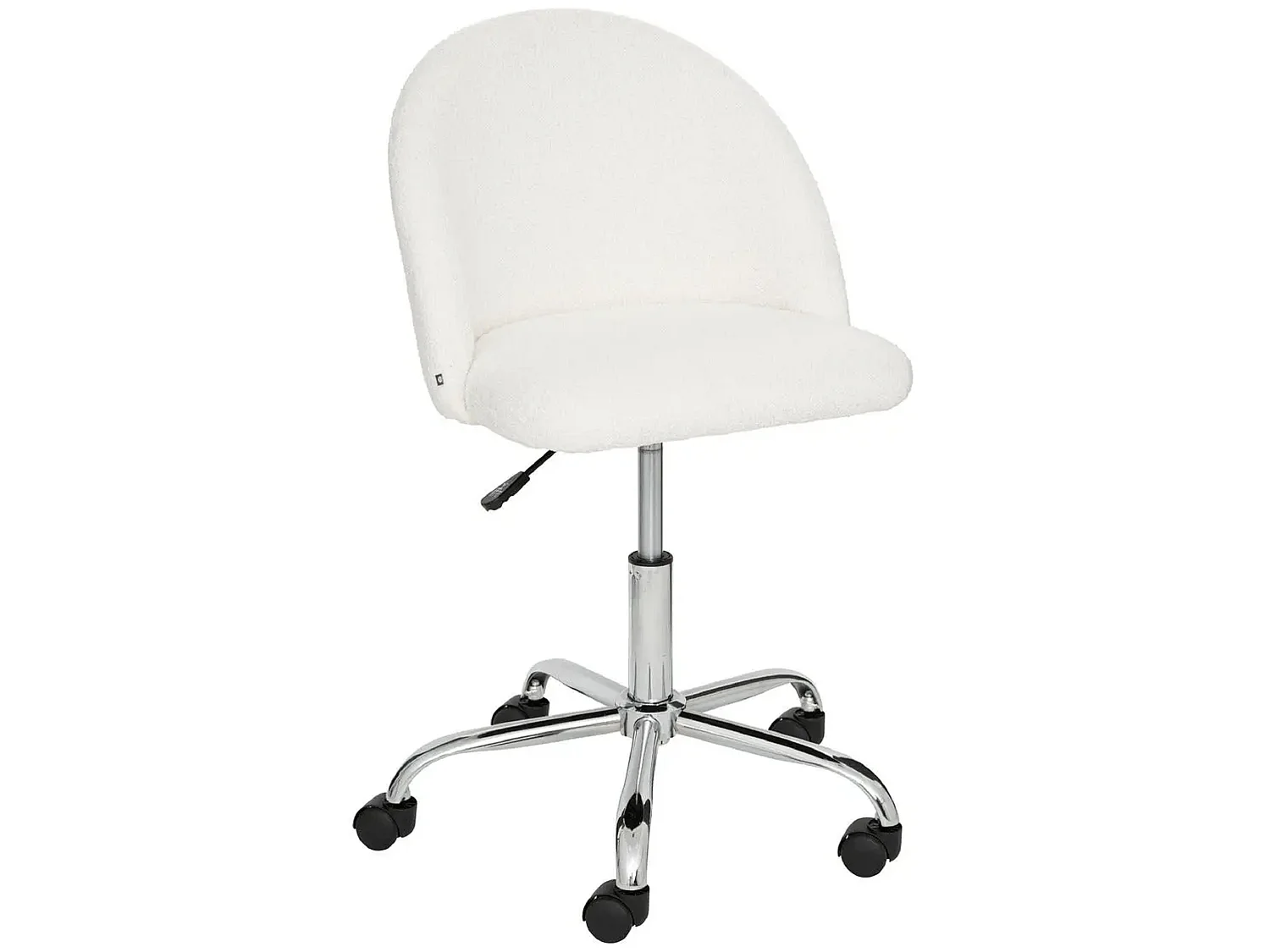 Chaise de bureau en velours coloris blanc avec pieds en métal - Longueur 54 x Profondeur 57.5 x Hauteur 77-89 cm