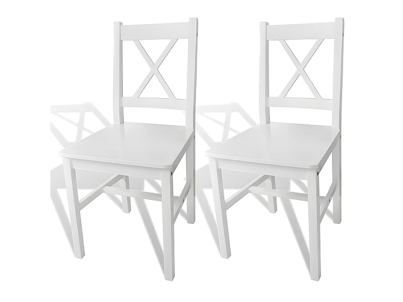 Lot de 2 chaises de salle à manger cuisine design classique bois de pin blanc CDS020166