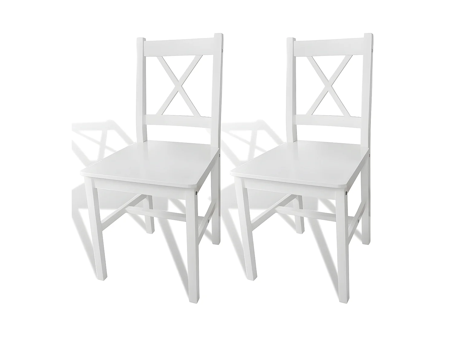 Lot de 2 chaises de salle à manger cuisine design classique bois de pin blanc CDS020166