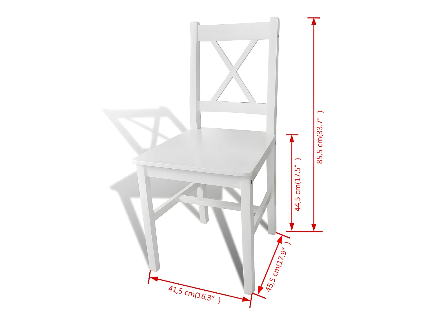 Lot de 2 chaises de salle à manger cuisine design classique bois de pin blanc CDS020166